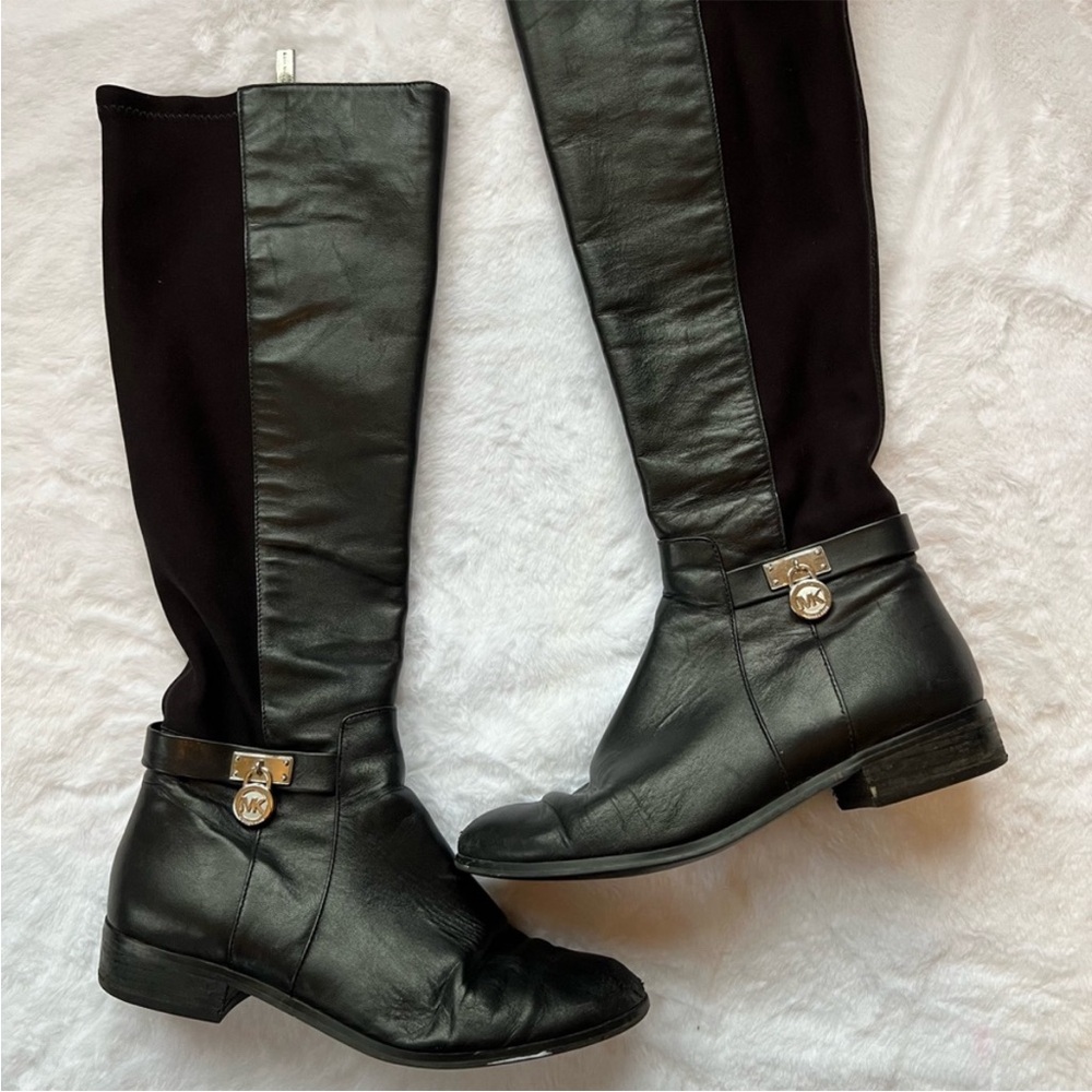 Michael Kors, Black Leather Knee-High Boots Size 6